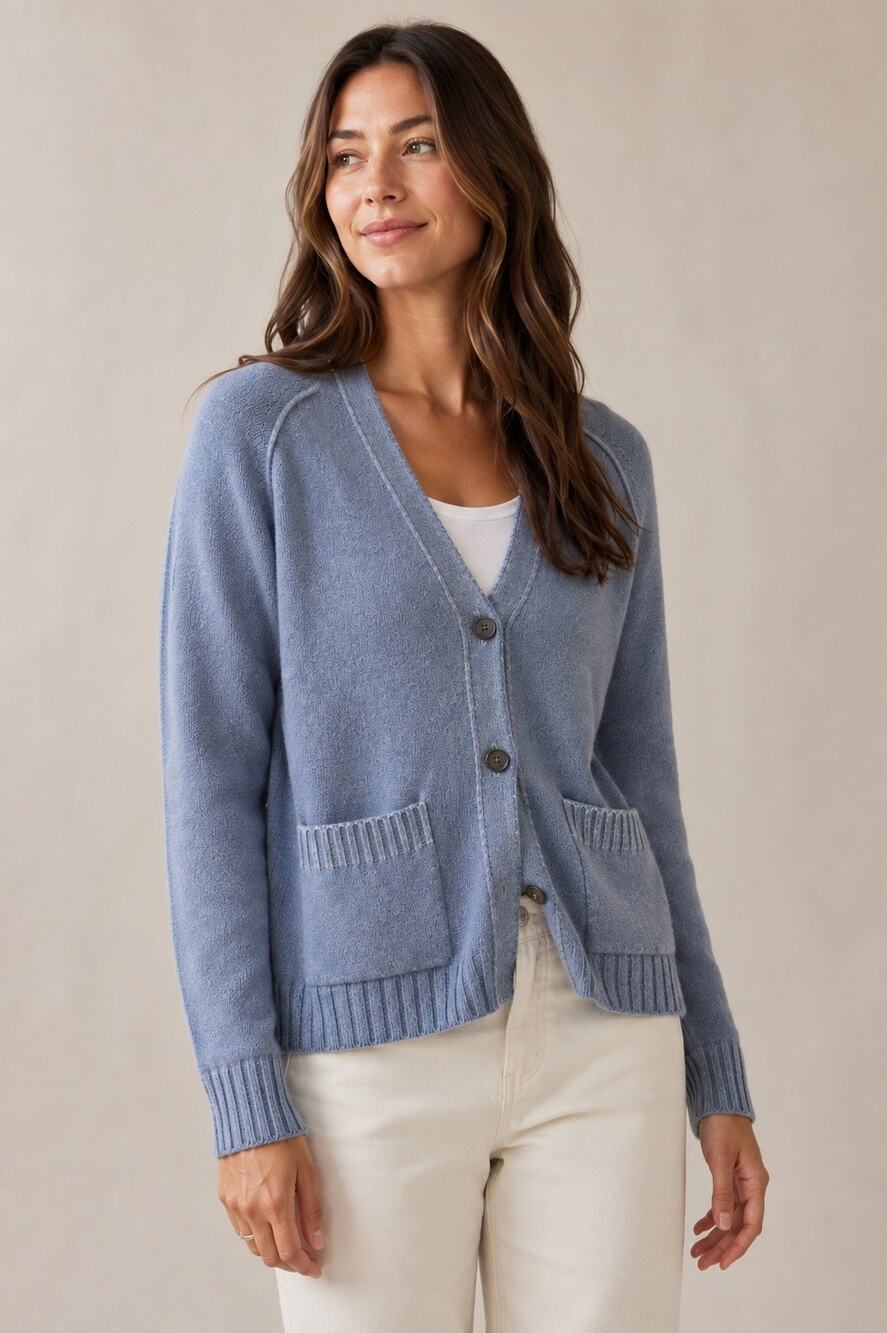 Zaket & Plover Blue Merino Wool Blend Cardigan Sweater – Size Small